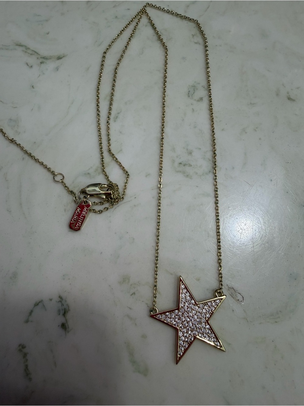Melinda Maria Gold Star Pendant Necklace with Clear Crystals